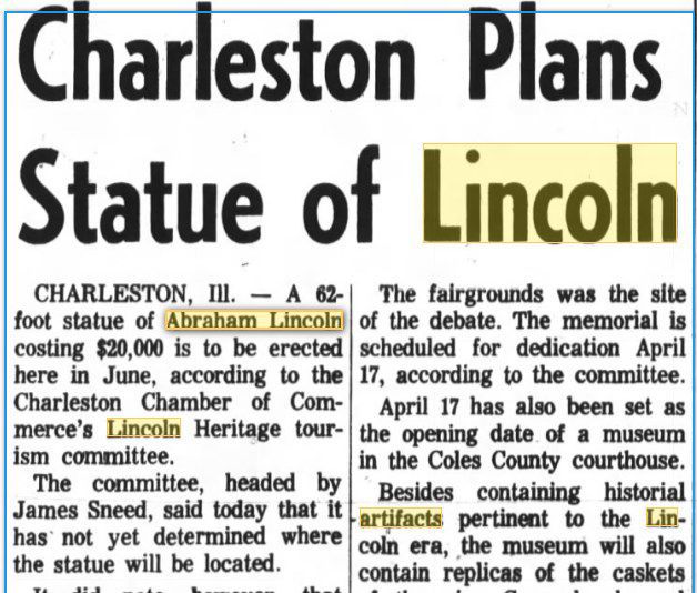 Charleston plans statue of Lincoln in 1966